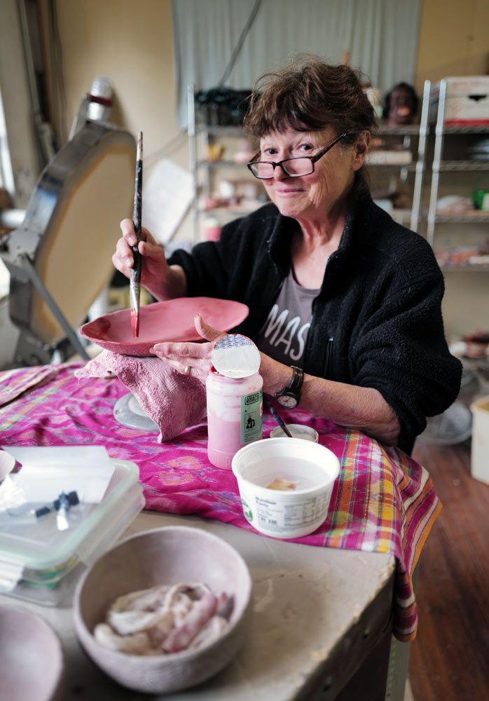 Asheville ceramic artist Helen Purdum in her Grovewood Village studio.