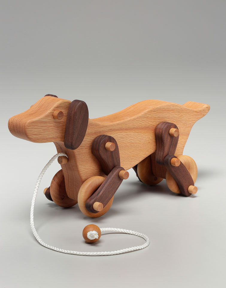 wooden dog pull toy