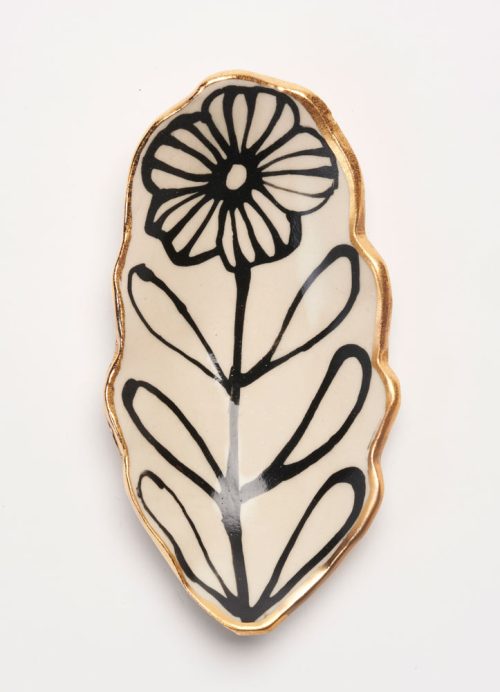 Ceramic floral catchall dish by artist Nicole Hsieh.