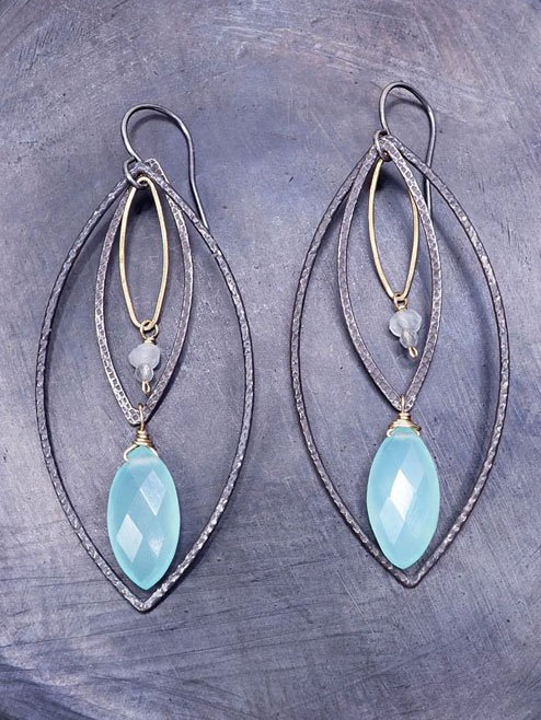 Artisan made almond-shaped earrings by Calliope Jewelry.