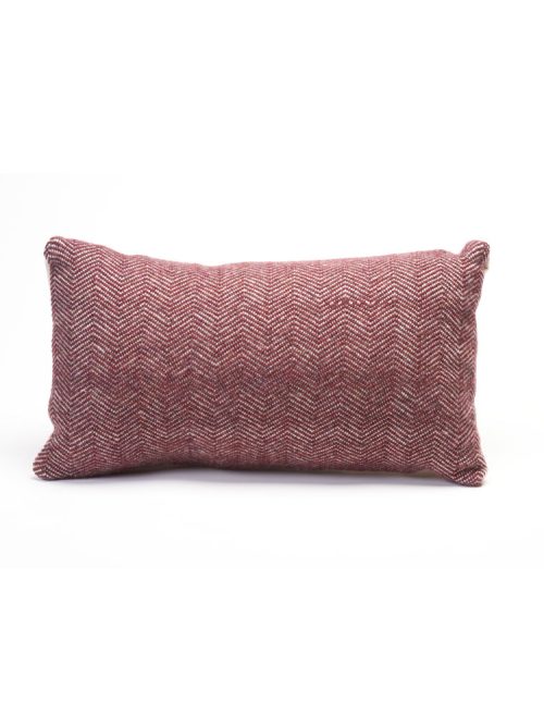 A Biltmore Industries pillow in burgundy by local weaver Deanna Lynch.