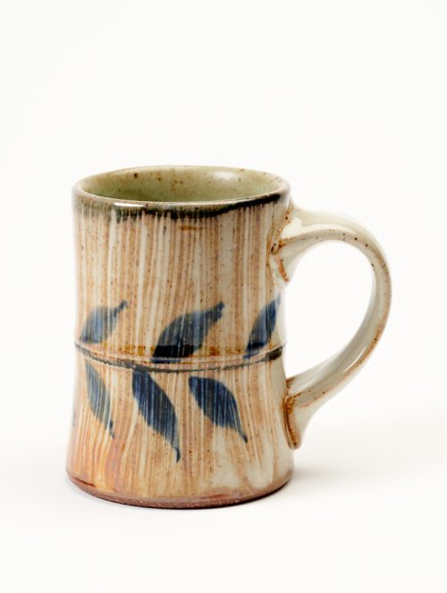 Wei Sun Pottery mug with bamboo line stripes.