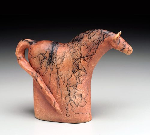 Ceramic horse sculpture by artist Tina Curry.