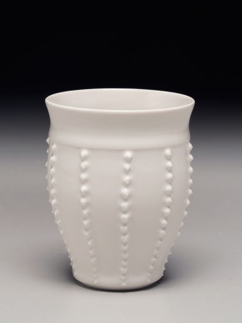 Porcelain vertical sea urchin cup by Anja Bartels.