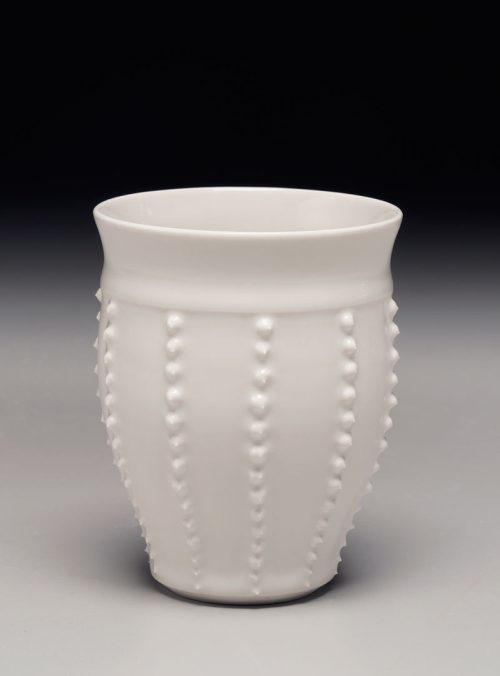 Porcelain vertical sea urchin cup by Anja Bartels.