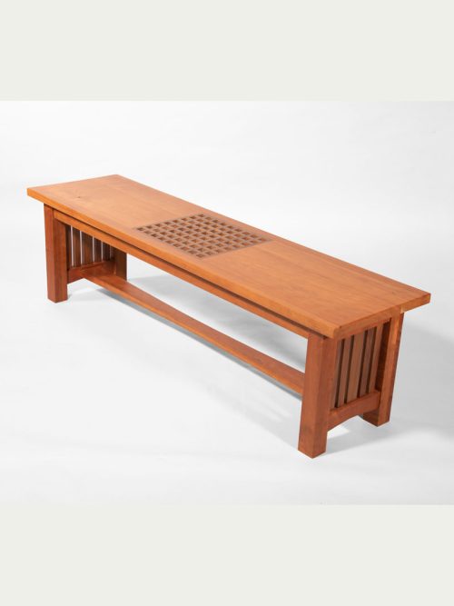 Cherry bench with walnut inlay by Sean McKenzie.