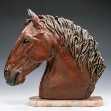 Horse head sculpture by Tina Curry.