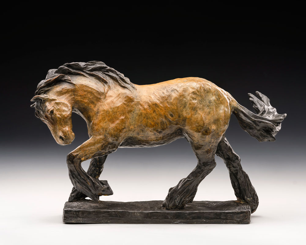 Bronze horse sculpture by artist Tina Curry.