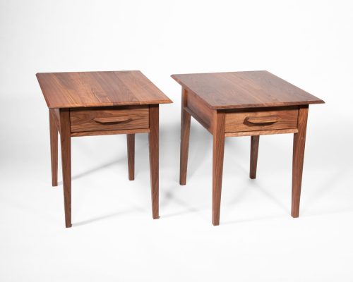 Two handmade walnut end tables.