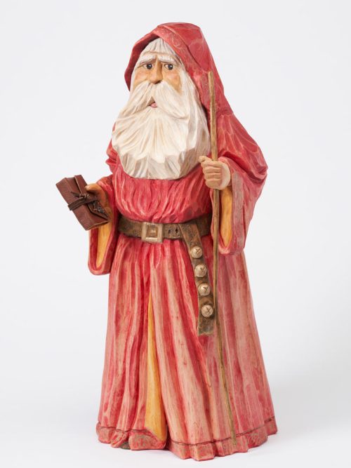 Old world santa sculpture that was handcarved by South Carolina artist Bill Apelian.