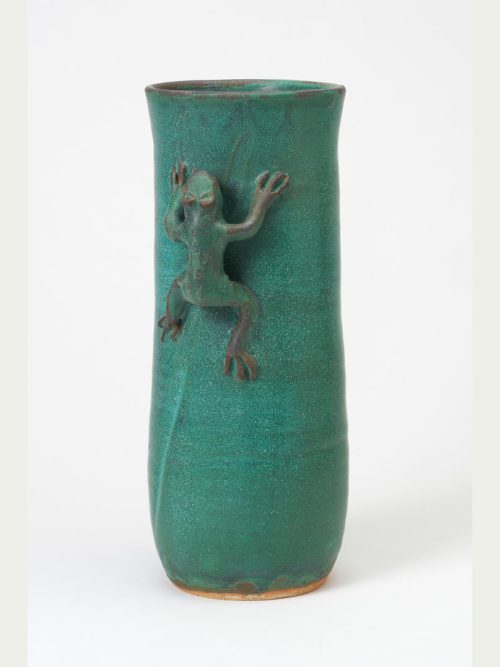 Ceramic frog vase by Hog Hill Pottery.