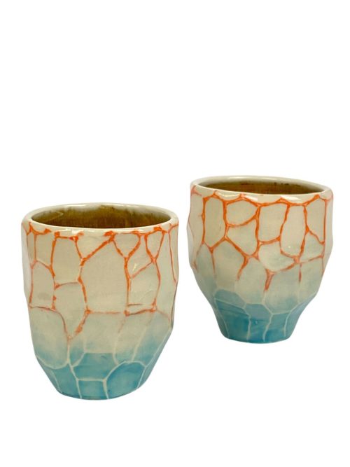 Faceted tumbler set by Ruth Hesse.