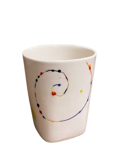 Small porcelain cup by Asheville artist Lisa Gluckin.