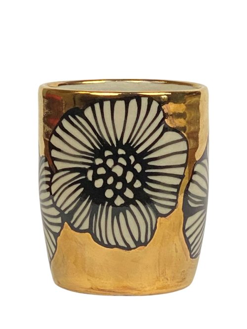 Gold floral tumbler by Nicole Hsieh.