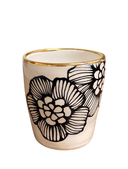 Stoneware tumbler with gold luster by Nichole Hsieh.