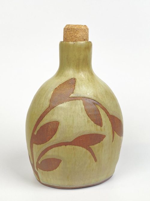 Large ceramic flask by North Carolina artist Julie Covington.