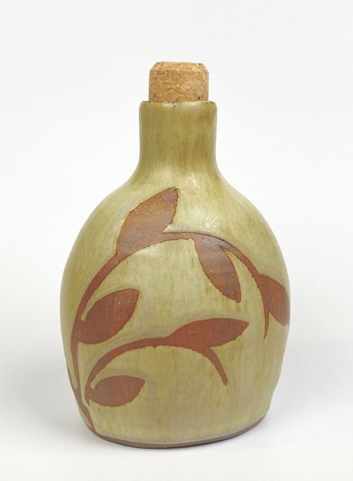 Large ceramic flask by North Carolina artist Julie Covington.