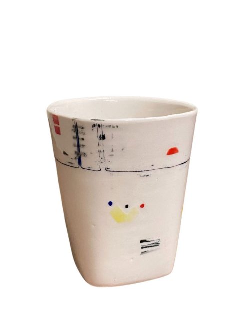 Ceramic art cup by Asheville artist Lisa Gluckin.