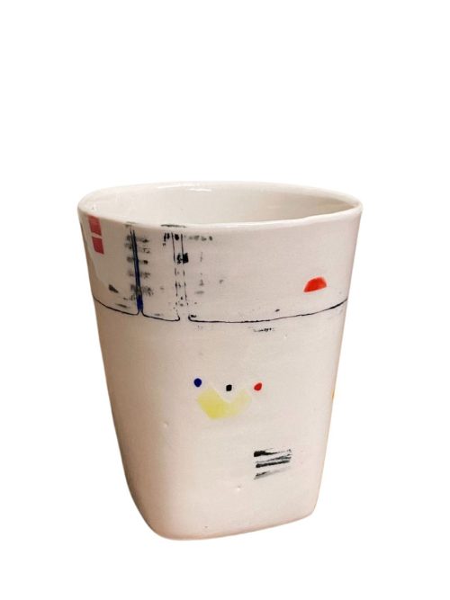 Ceramic art cup by Asheville artist Lisa Gluckin.