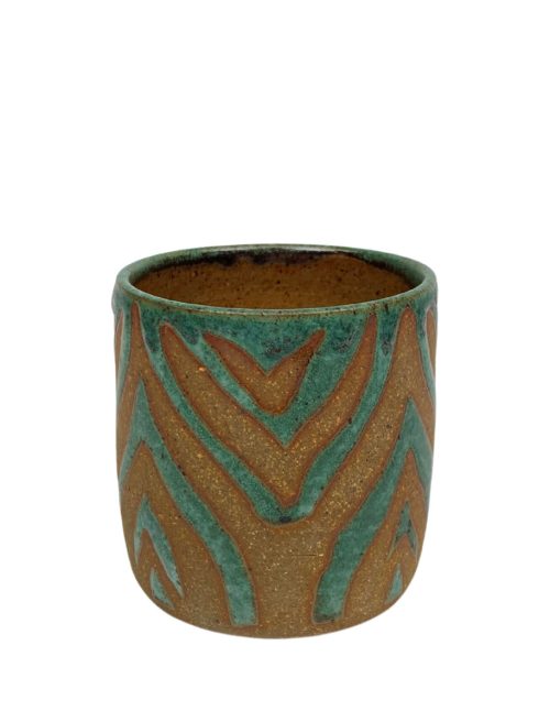 Ceramic green cup by Mangum Pottery.