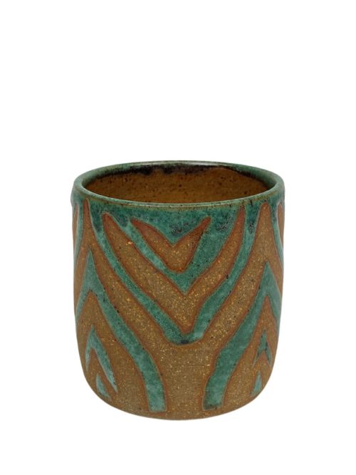 Ceramic green cup by Mangum Pottery.