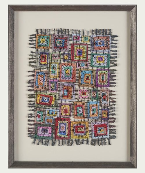 Framed fiber from the In Box series by South Carolina artist Susan Lenz.