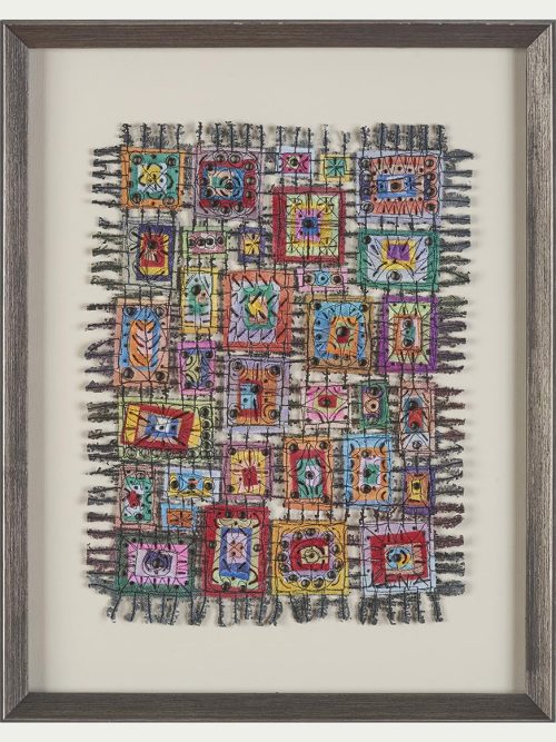 Framed fiber from the In Box series by South Carolina artist Susan Lenz.