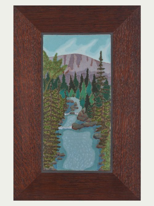 Framed ceramic art tile of Mount Katahdin by Jonathan White.