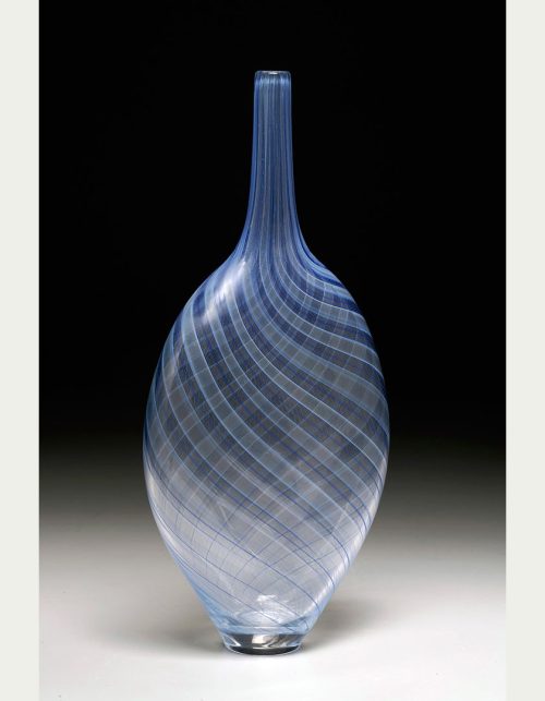 Blown glass flat cane bottle by John Geci.