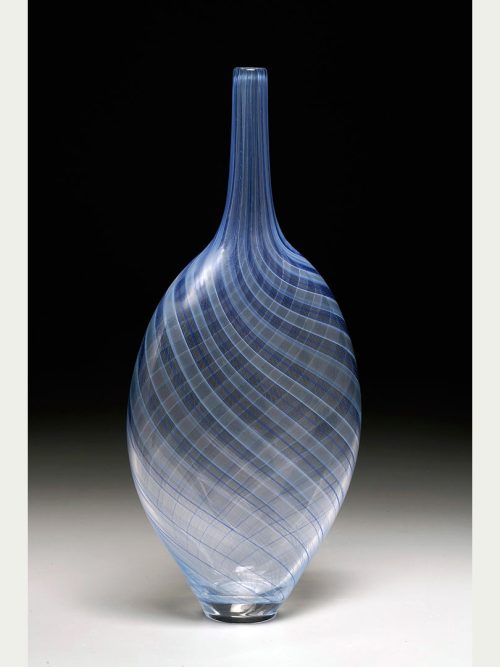 Blown glass flat cane bottle by John Geci.