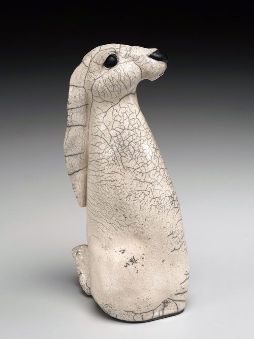 Raku Rabbit by ceramic artist Tina Curry.